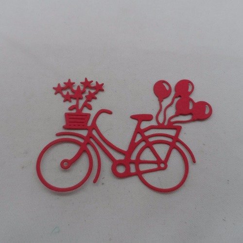 N°485 d'un vélo avec des ballons "panier de fleurs" en papier rouge n°1  découpage fin