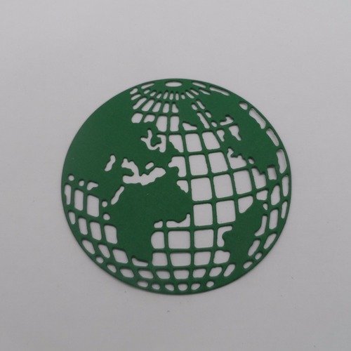 N°667 superbe globe terrestre   en papier vert foncé   découpage fin 