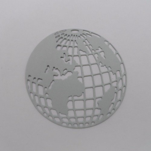 N°667 superbe globe terrestre   en papier gris clair  découpage fin 