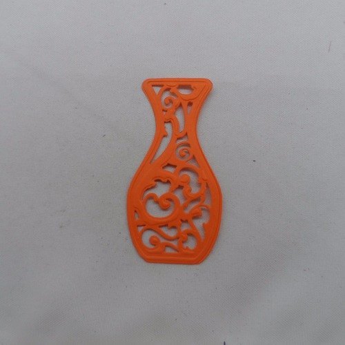 N°288 vase ciselé   en papier orange  découpage  fin 