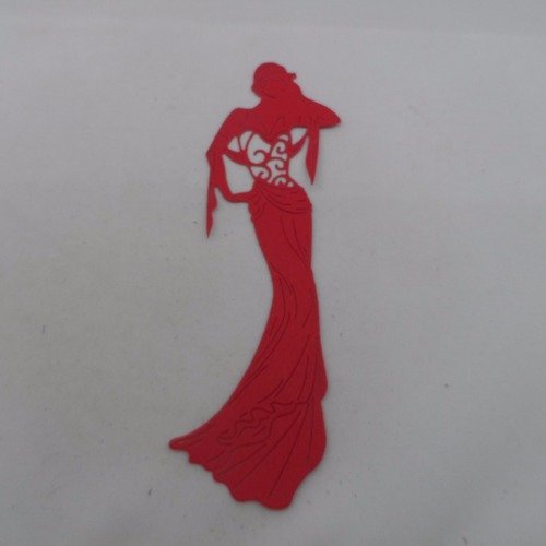N°889   d'une femme style 1900  en papier rouge  découpage