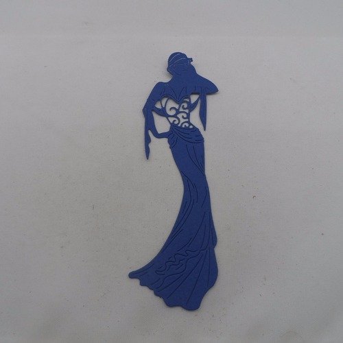N°889   d'une femme style 1900  en papier  bleu marine  découpage
