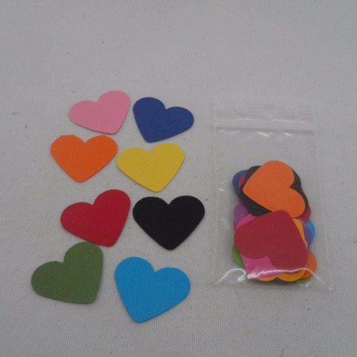 N°358 lot de 25 petits cœurs en papier  couleur vive pour  embellissement 