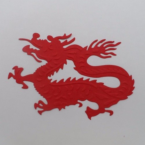 N°899  d'un dragon  en papier rouge découpage  fin et gaufrage