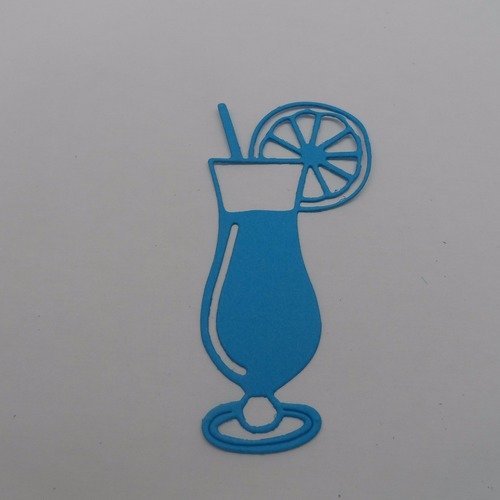 N°900 grand verre à cocktail   en papier bleu turquoise  découpage  fin