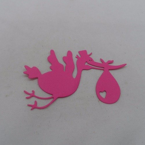 N°227 a cigogne porte "bébé"   en papier rose foncé fuchsia 