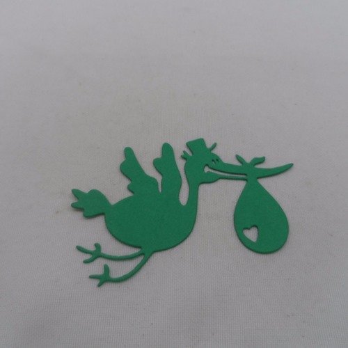 N°227 a cigogne porte "bébé"   en papier vert
