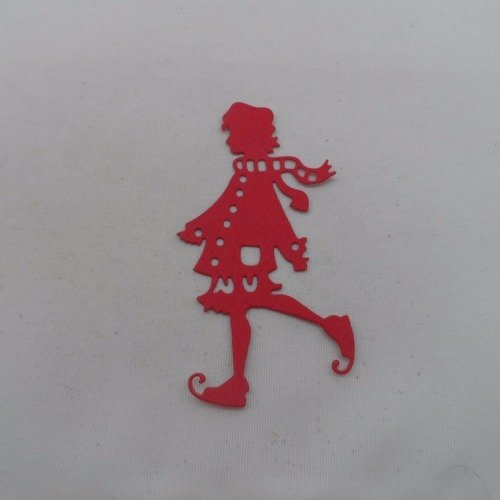 N°911   patineur d'autrefois   en papier rouge  découpage  fin