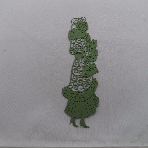 N°893   d'une femme style d'autrefois n°4   en papier vert "kaki"  découpage