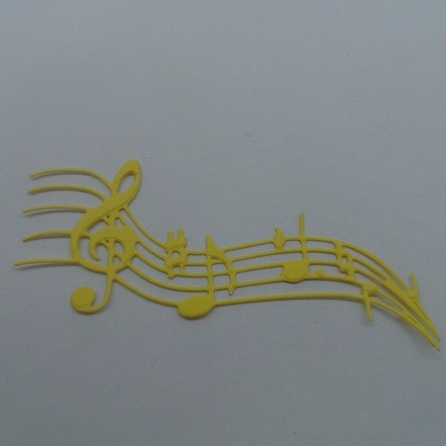 N°603 portée musicale clé de sol   en papier jaune clair gaufrage  découpage  fin 