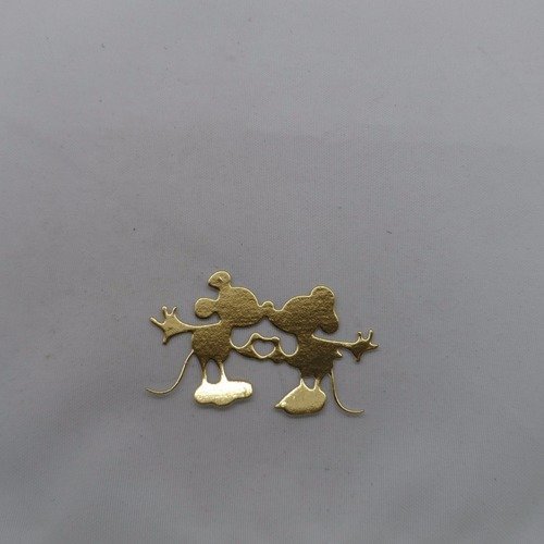 N°912 d'un couple de  souris célèbres leurs mains forment un cœur   en papier doré  découpage fin