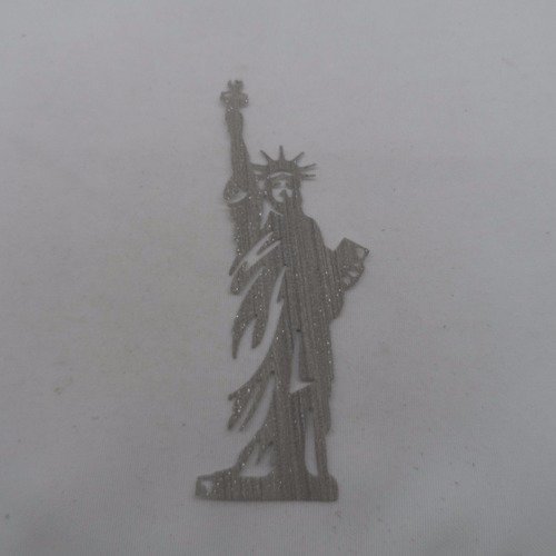 N°913 de la statue de la liberté en papier  tapisserie gris avec quelques paillettes   découpage fin