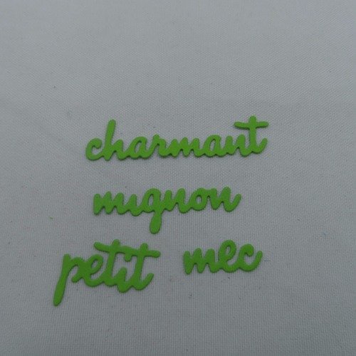 N°511 lot de 4 mots : mignon charmant  petit mec en papier vert
