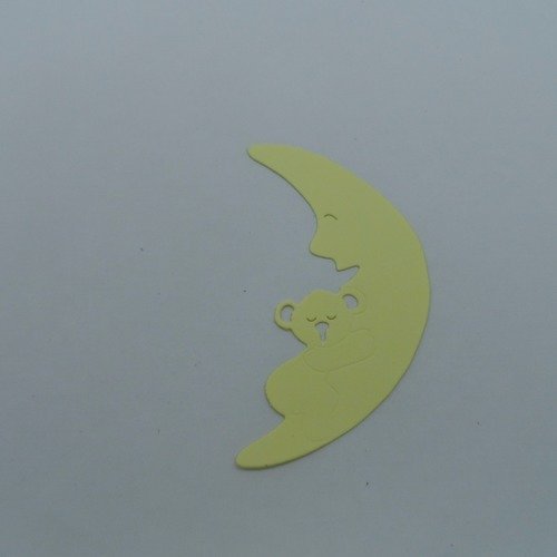N°926 ourson dormant sur  la lune  en papier jaune clair découpage