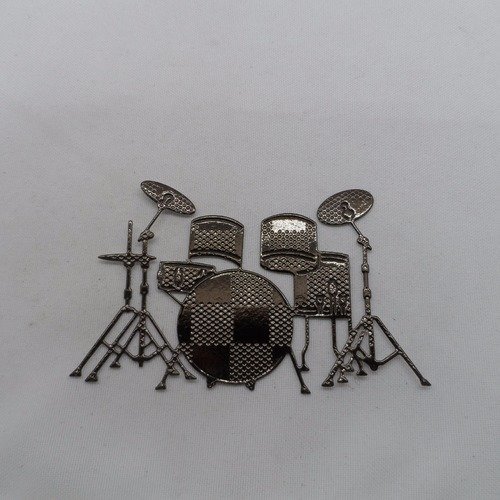 N°878  d'une batterie en papier chocolat marron foncé métallisé avec reflets dessin géométrique instrument de musique