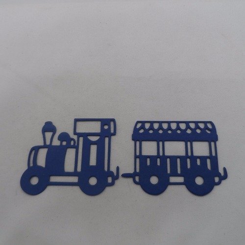 N°884 lot d'un train et d'un wagon  en papier  bleu marine découpage fin et gaufrage