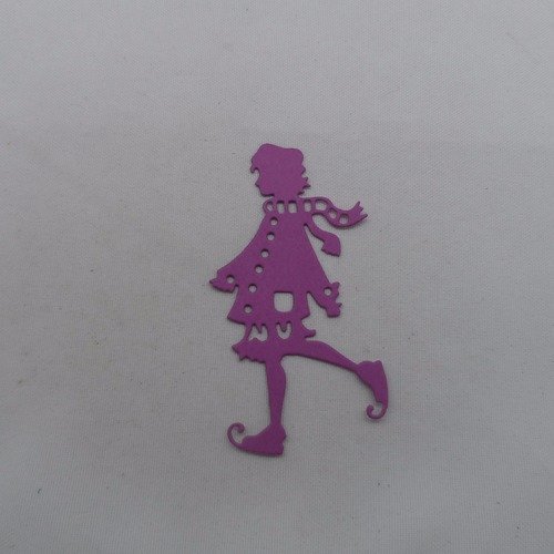 N°911   patineur d'autrefois   en papier violet  découpage  fin