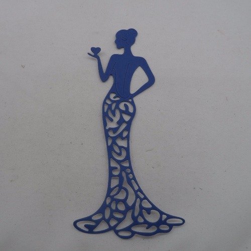 N°888   d'une femme romantique chic en papier  bleu marine découpage