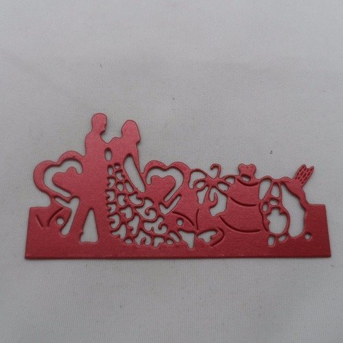 N°686   d'une frise thème mariage  en papier   rouge métallisé  découpage