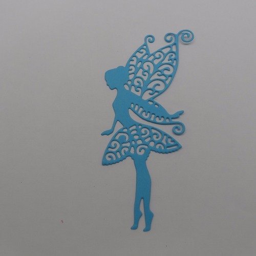 N°584 d'une grande "fée papillon"   dentelé en papier  bleu clair   découpage fin