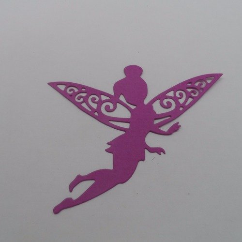 N°851 fée clochette  "en vol"  en papier  violet prune    découpage