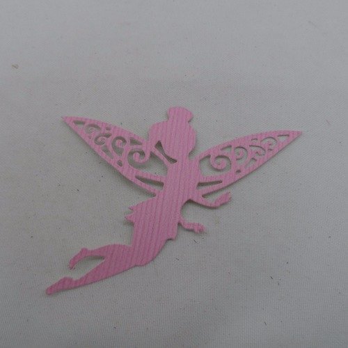 N°851 fée clochette  "en vol"  en papier tapisserie rose  découpage