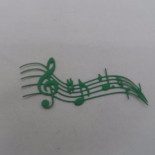 N°603 portée musicale clé de sol   en papier vert  gaufrage  découpage  fin 