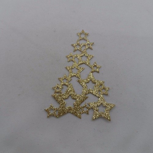 N°880   "sapin" de noël  fait d'étoile en papier  doré à paillettes  découpage  fin