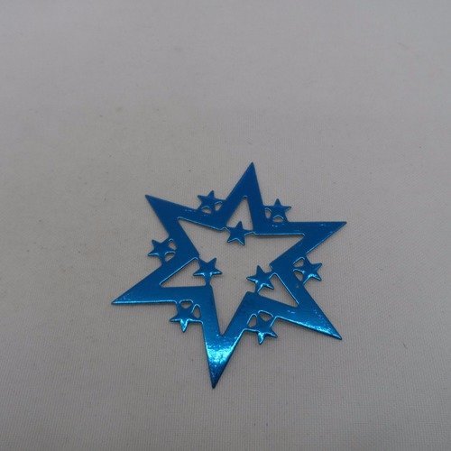 N°882  décoration de noël  étoile en papier  métallisé bleu   découpage  fin