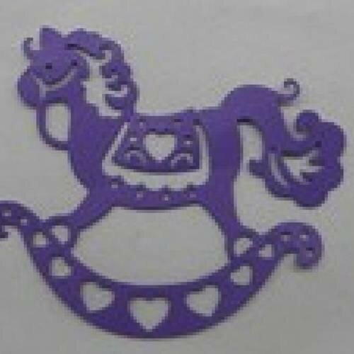 N°16 cheval à bascule  en papier violet vif  découpage  fin