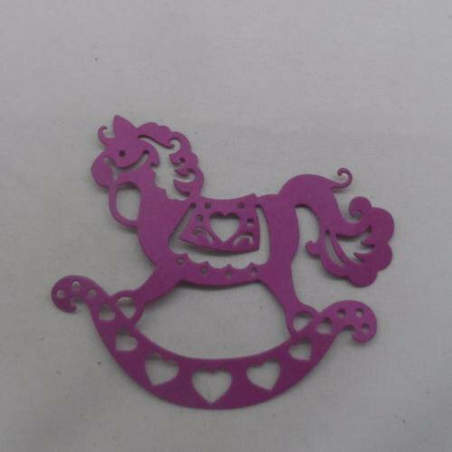 N°16 cheval à bascule  en papier violet parme  découpage  fin