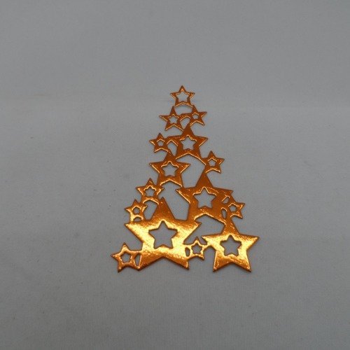 N°880   "sapin" de noël  fait d'étoile en papier   métallisé orange découpage  fin
