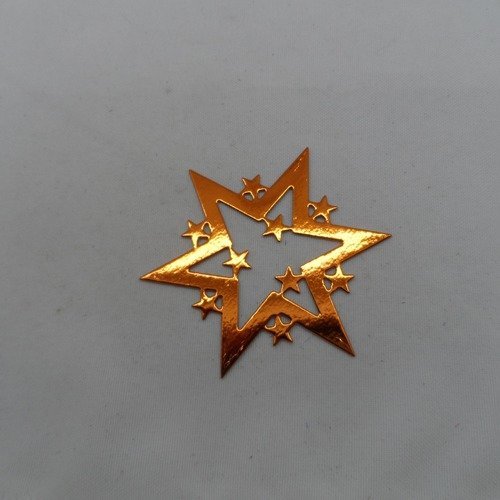 N°882  décoration de noël  étoile en papier  orange métallisé   découpage  fin