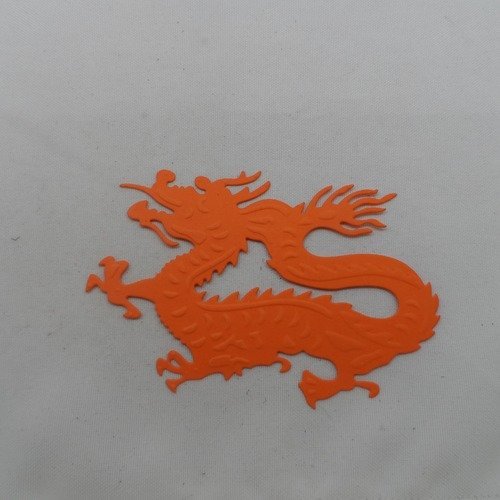 N°899  d'un dragon  en papier orange découpage  fin et gaufrage