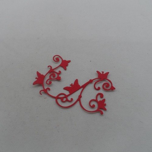 N°933 "arabesque" de  papillons en papier rouge     découpage fin