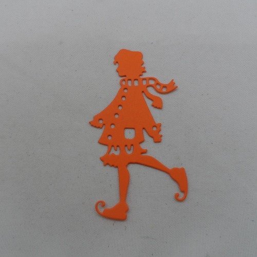 N°911   patineur d'autrefois   en papier  orange découpage  fin