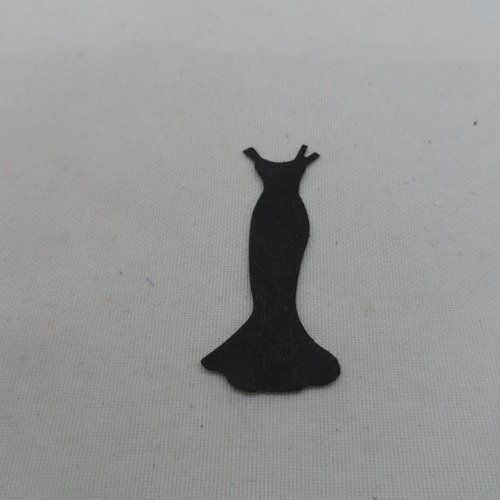 N°957 b petite robe  simple  en papier noir  n°3 découpage fin