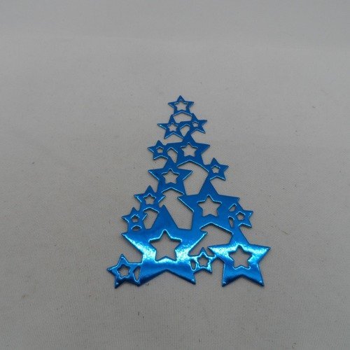 0 n°880   "sapin" de noël  fait d'étoile en papier   métallisé bleu  découpage  fin 