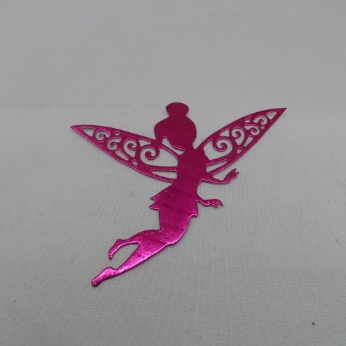 N°851 fée clochette  "en vol"  en papier  rose métallisé  avec des stries découpage