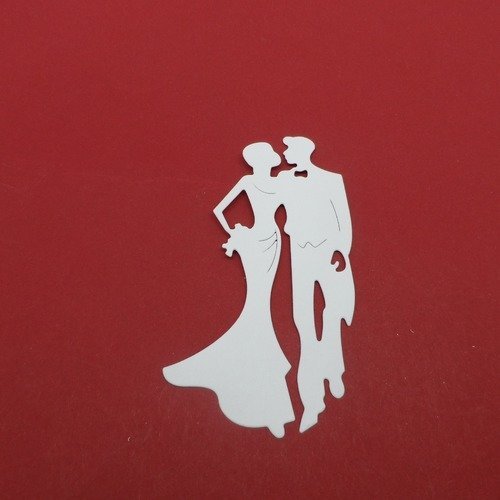 N°970 couple de marié   en papier blanc   découpage