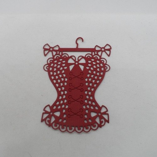 N°973  d'un corset  sur cintre en papier  bordeaux     découpage fin