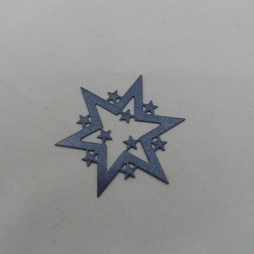 N°882  décoration de noël  étoile en papier   bleu nuit avec quelques paillettes  découpage  fin