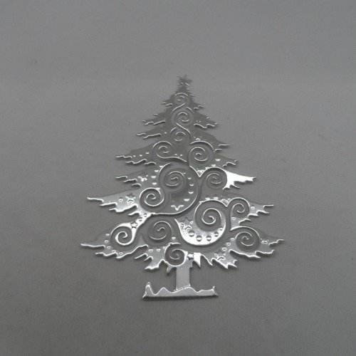 N°607 joli sapin de noël avec étoile en papier  argenté   gaufrage  découpage  fin