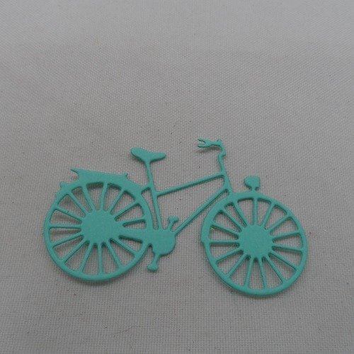 N°239  d'un petit vélo   en papier vert turquoise découpage  fin 