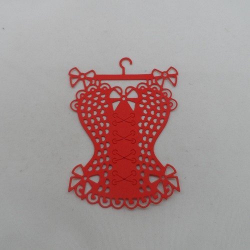 N°973  d'un corset  sur cintre en papier  rouge     découpage fin