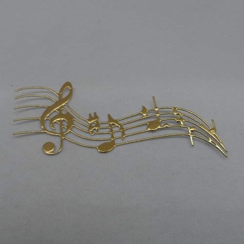 N°603 portée musicale clé de sol   en papier doré gaufrage  découpage  fin 