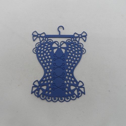 N°973  d'un corset  sur cintre en papier  bleu marine     découpage fin