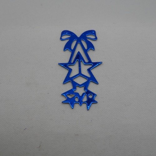 0 n°881  décoration de noël  nœud et étoiles en papier   bleu  métallisé    découpage  fin 