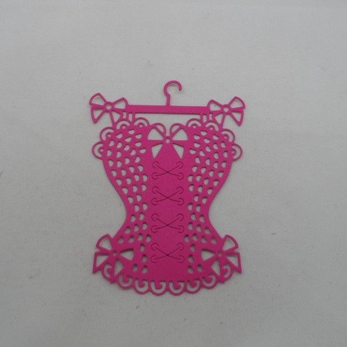 N°973  d'un corset  sur cintre en papier  rose foncé fuchsia     découpage fin