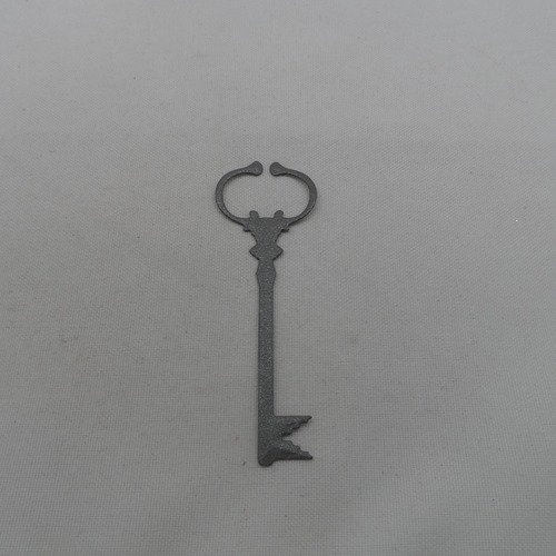 N°1030 grande clef  en papier gris foncé argenté mat    découpage fin